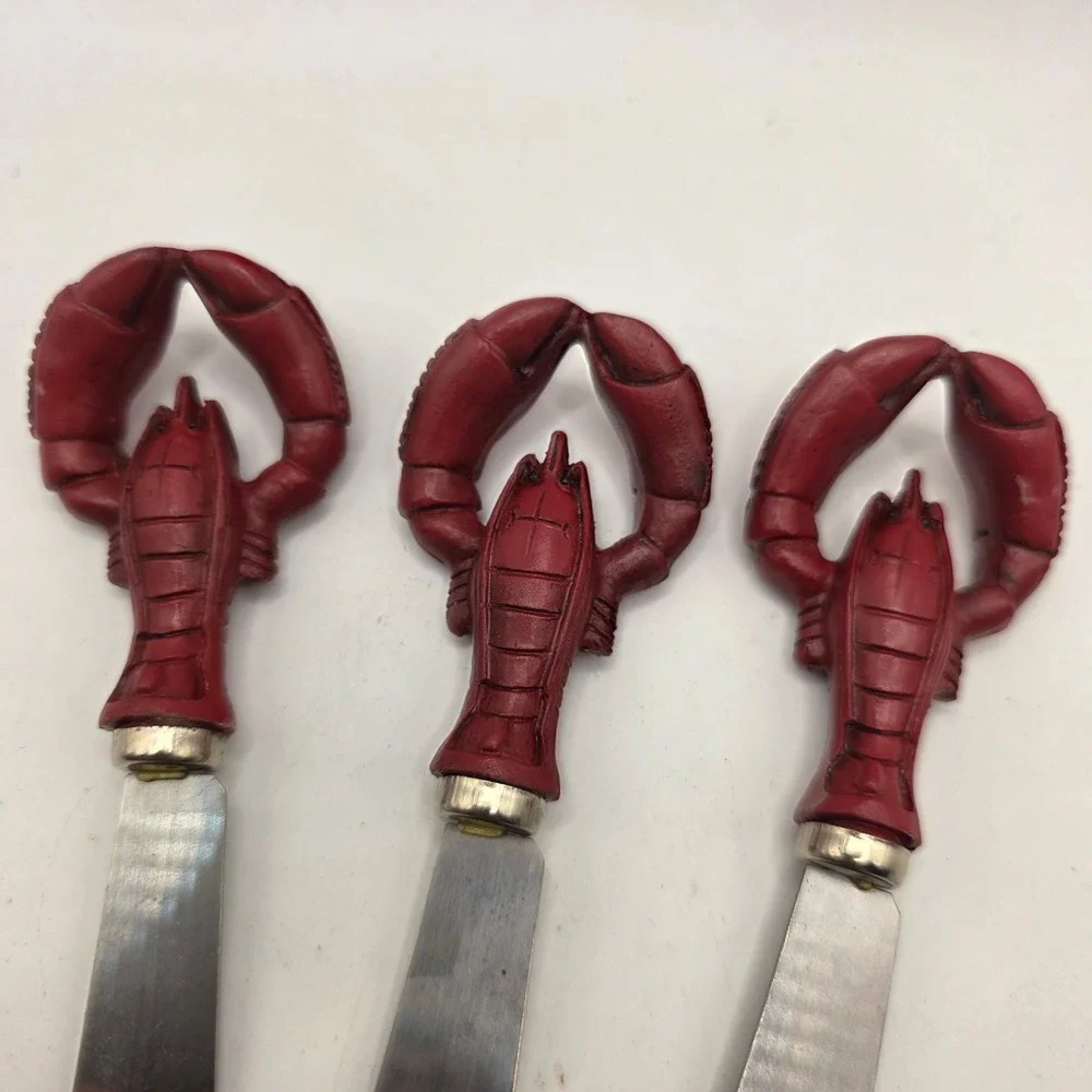 3 Boston Warehouse Red Lobster Cheese Spreaders Stainless Steel Coastal Nautical